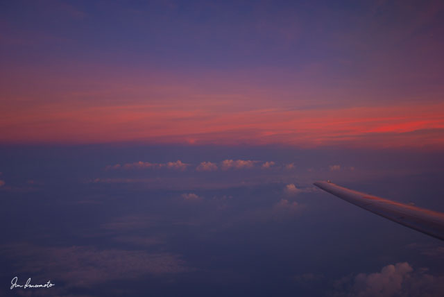 JAL1958便から観た夕日の反対側…