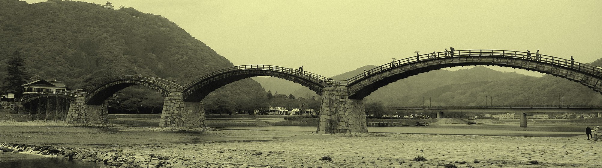 錦帯橋（古写真パノラマ風）