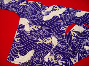 鶴と波（紫）