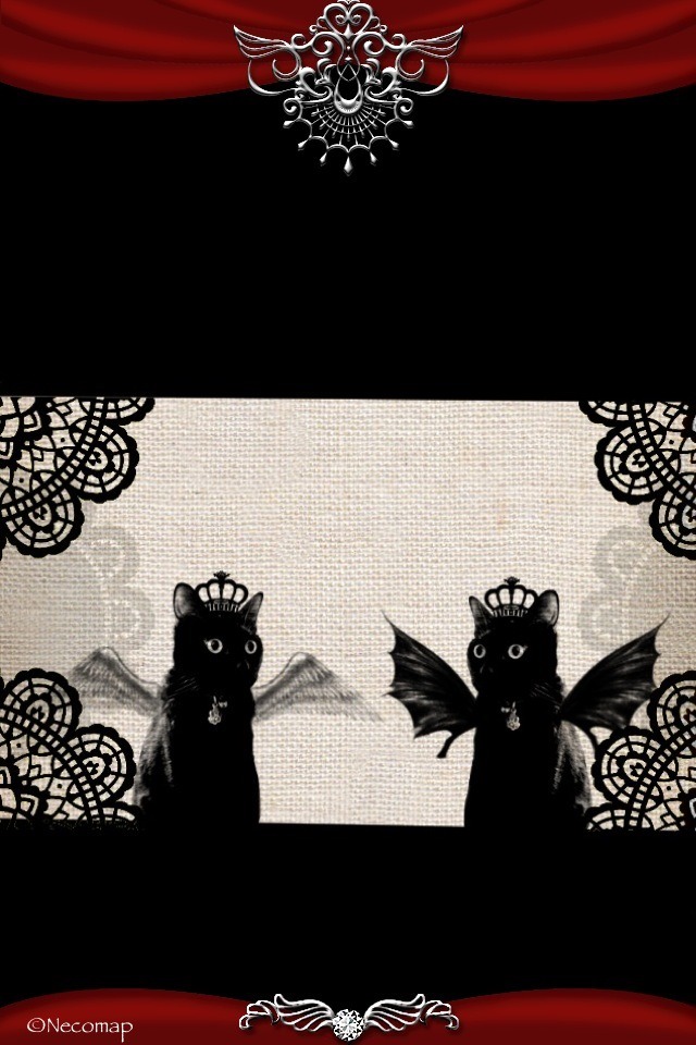 Iphone壁紙 天使猫 悪魔猫 シンプル Necomap 黒猫的iphone生活
